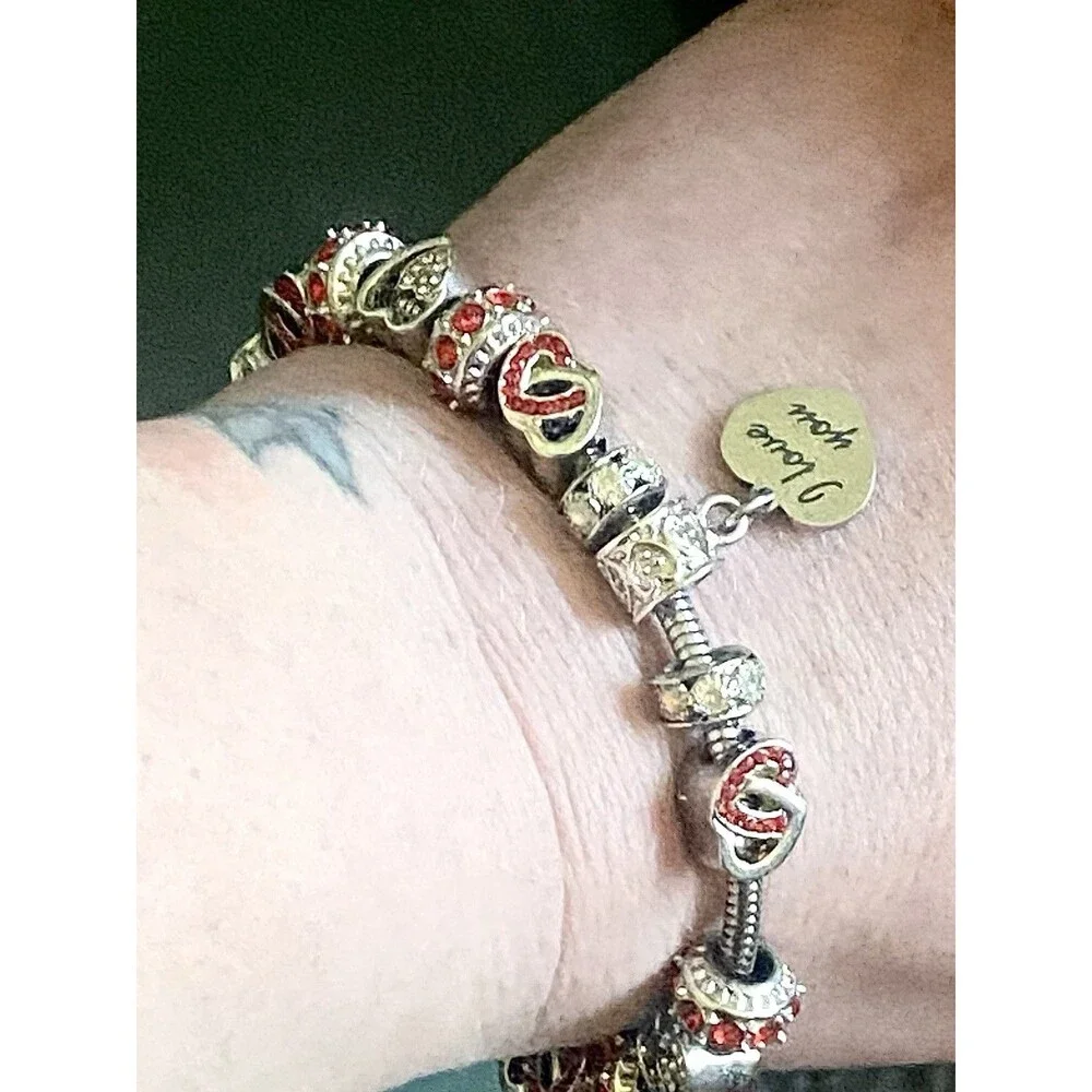 Bella’s Yard Stainless Heart Bracelet – I Love You Loaded Charm Bracelet